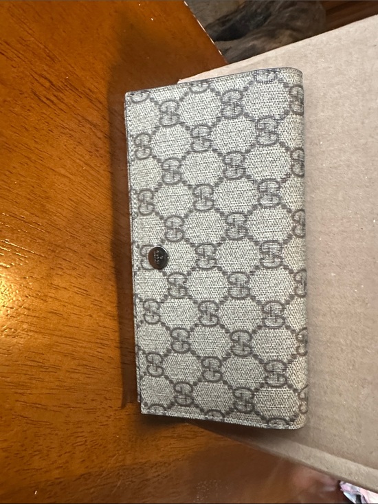 Gucci Handbags - Gucci Beige and Brown GG Canvas Long Wallet